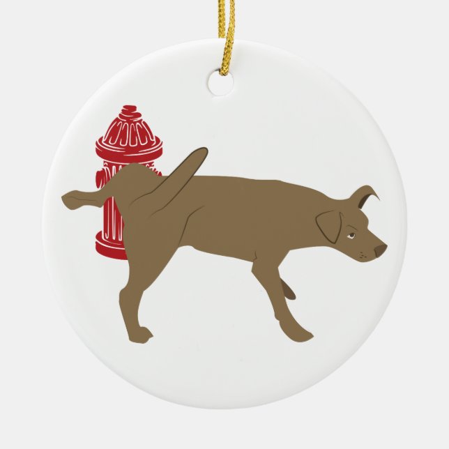 Peeing Dog Keramik Ornament (Vorne)