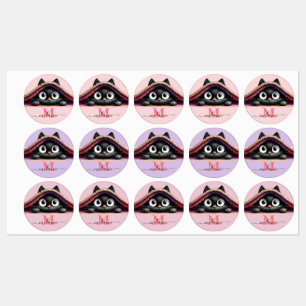 Peek-a-Boo Kätzchen Skript Name Monogram Mädchen' Etiketten