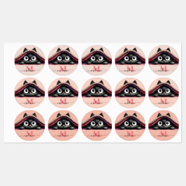 Peek-a-Boo Kitten Script Name Monogram Girls'  Etiketten