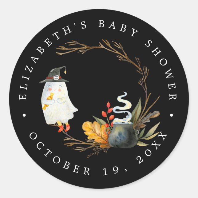 Peek A-Boo Little Ghost Halloween Baby Shower Runder Aufkleber (Vorderseite)