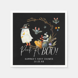 Peek A-Boo Little Ghost Halloween Baby Shower Serviette