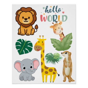 Peek-a-Boo-Safari-Freunde-Nursery-Wandkunst Poster