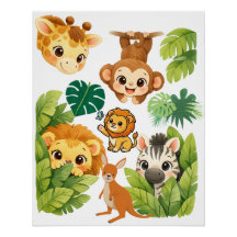 Peek-a-Boo-Safari-Freunde-Nursery-Wandkunst