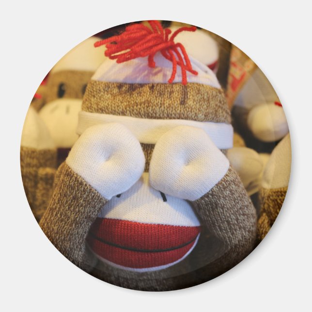 Peek-a-boo Sock Monkey Magnet (Vorne)