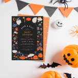 Peek A Boo Spooky Boho Halloween Baby Shower Einladung<br><div class="desc">Flüchtige Blick ein Boo! Dieses Wortspiel ist perfekt für eine Halloween-Dusche. Diese Karten zeichnen sich durch einen niedlichen Rahmen aus boho spoky Elementen aus: Gespenster, Kürbisse, Spinnen, eine Eule, Fledermäuse, magische Blume, Bonbons, Kristallkugel, Monde, Sterne und vieles mehr, alles auf schwarzem Hintergrund. Innerhalb der Grenze wird "flüchtige Blick a boo!"...</div>