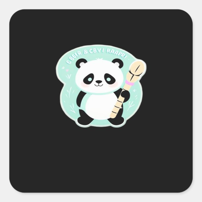 Peekabo Panda Quadratischer Aufkleber (Vorderseite)