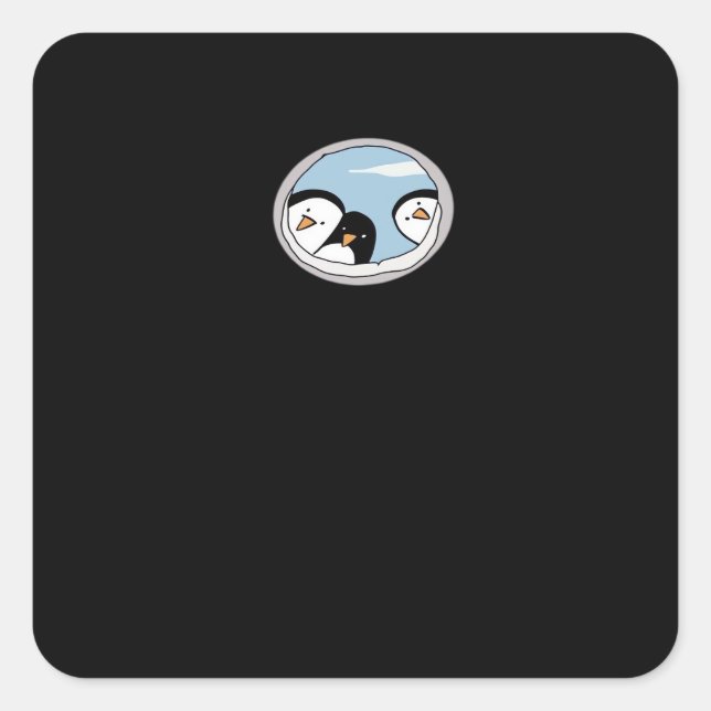 Peekabo Penguins Quadratischer Aufkleber (Vorderseite)