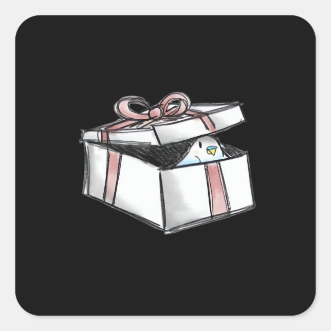 Peekabo Present Quadratischer Aufkleber (Vorderseite)