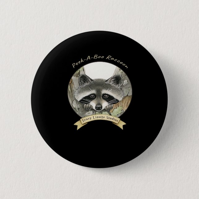 Peekabo Raccoon Button (Vorderseite)