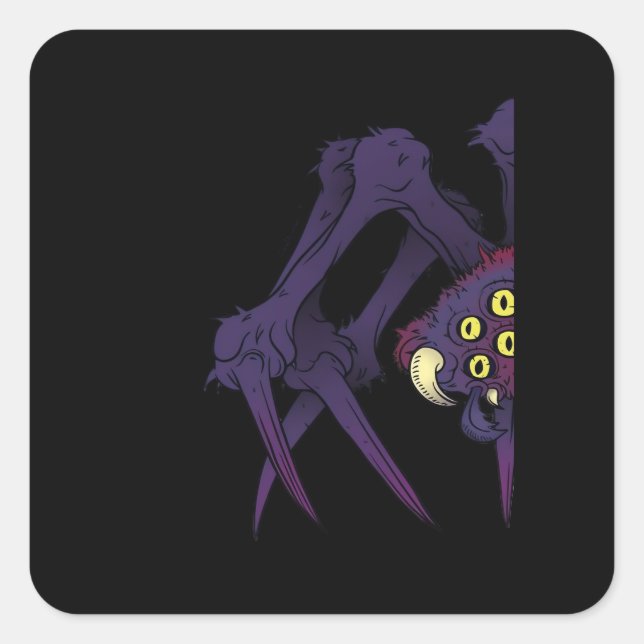 Peekabo Spider Quadratischer Aufkleber (Vorderseite)