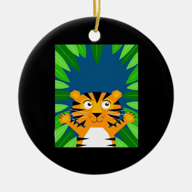 Peekabo Tiger Keramik Ornament (Vorne)