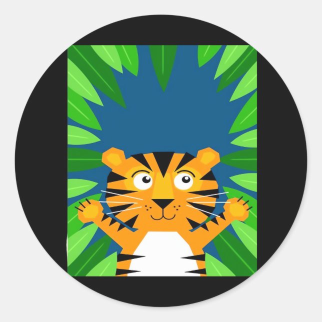 Peekabo Tiger Runder Aufkleber (Vorderseite)