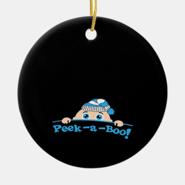 Peekaboo Angepasst Keramik Ornament (Vorne)