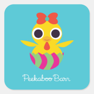 Peekaboo Barn Oster Bayla the Chick Quadratischer Aufkleber