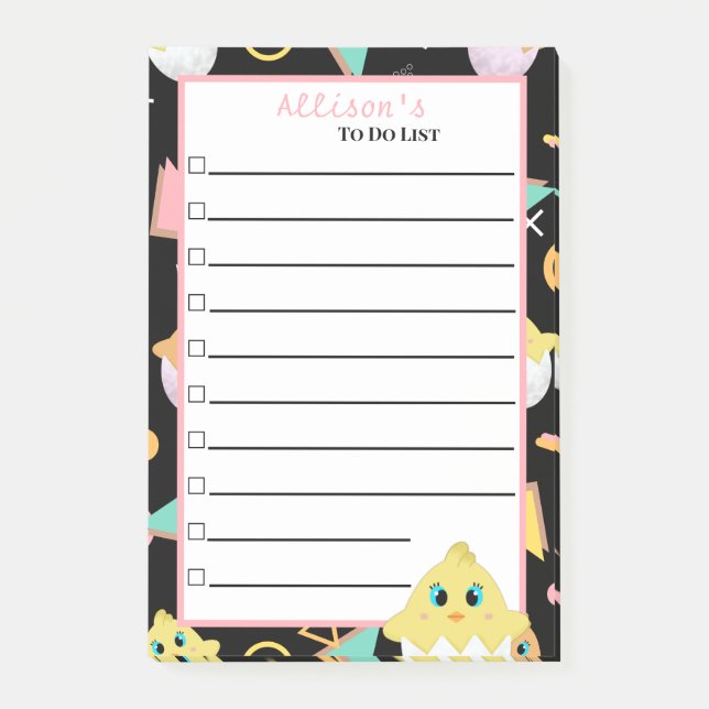 Peekaboo Black Baby Chick Notes Post-it Klebezettel (Vorderseite)