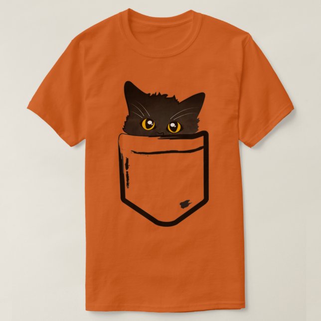 Peekaboo Black Pocket Kitten T-Shirt (Design vorne)