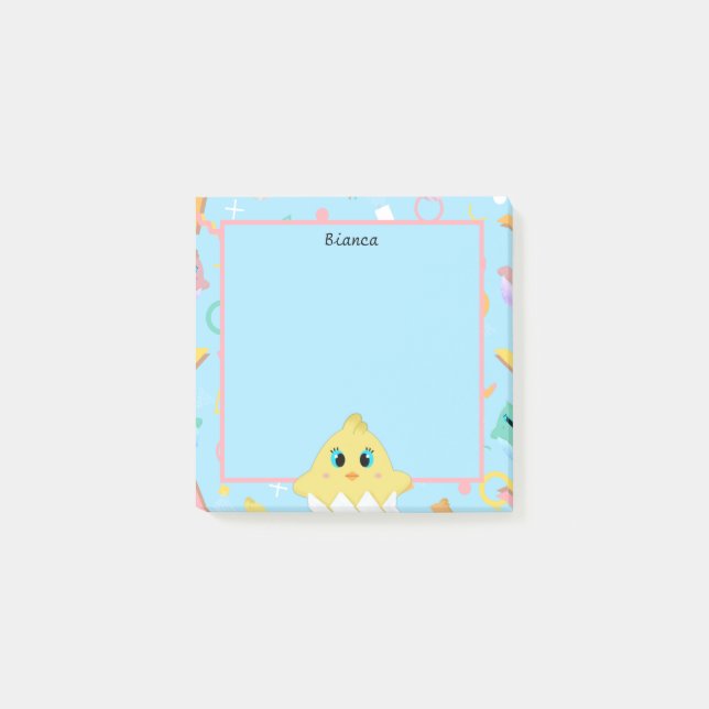 Peekaboo Blue Baby Chick Post-it Klebezettel (Vorderseite)