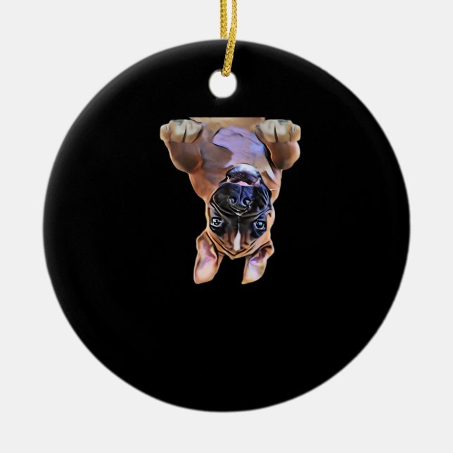 Peekaboo Boxer Keramik Ornament (Vorne)