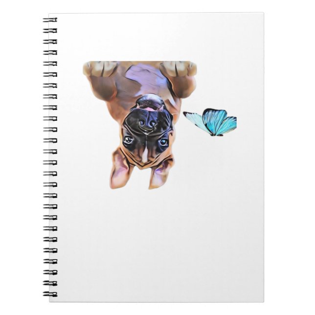 Peekaboo Boxer mit Schmetterlingen Notizblock (Vorderseite)