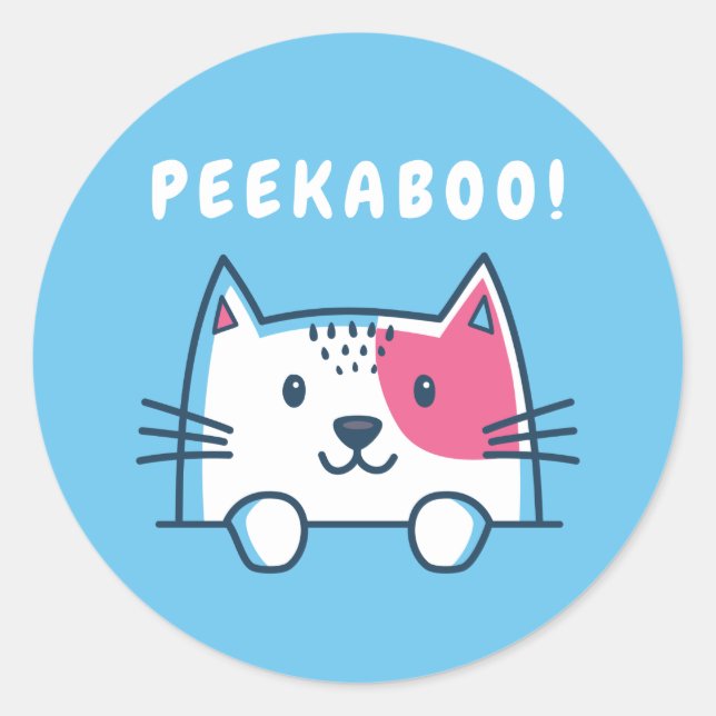 Peekaboo Cat Runder Aufkleber (Vorderseite)