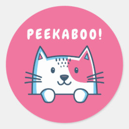Peekaboo Cat Runder Aufkleber