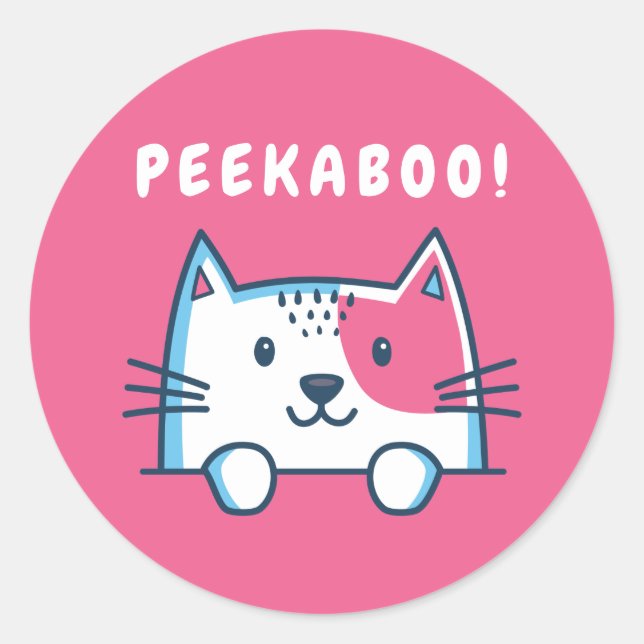 Peekaboo Cat Runder Aufkleber (Vorderseite)