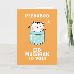 Peekaboo Cute Cat Eid Moubarak Carte Eid