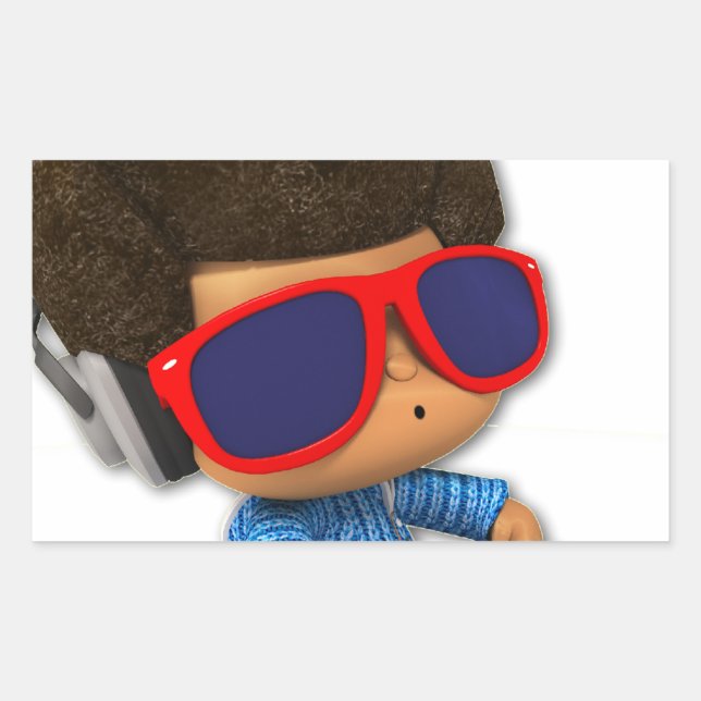 Peekaboo DJ afro Rechteckiger Aufkleber (Vorderseite)