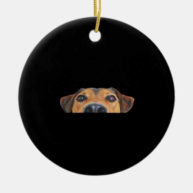 Peekaboo Dog Keramik Ornament (Vorne)