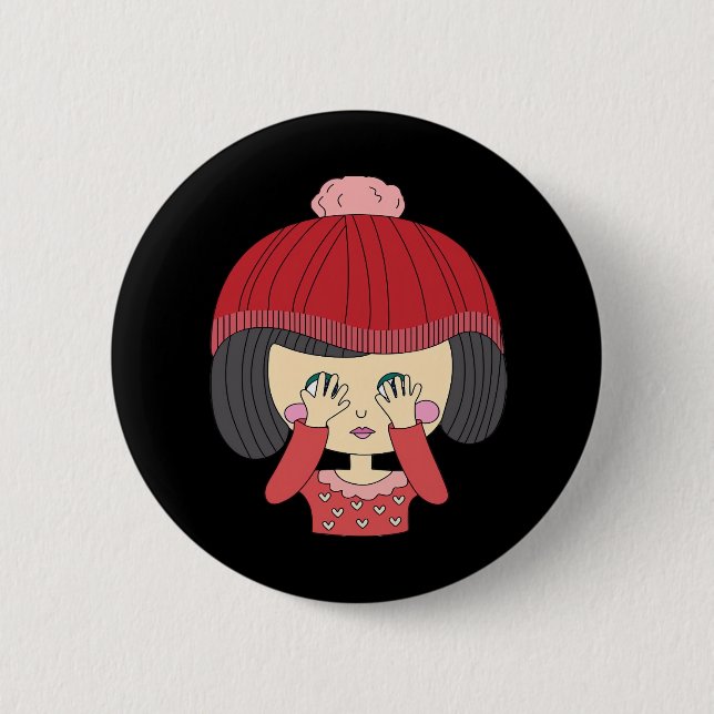 Peekaboo Girl Sloth Design Button (Vorderseite)