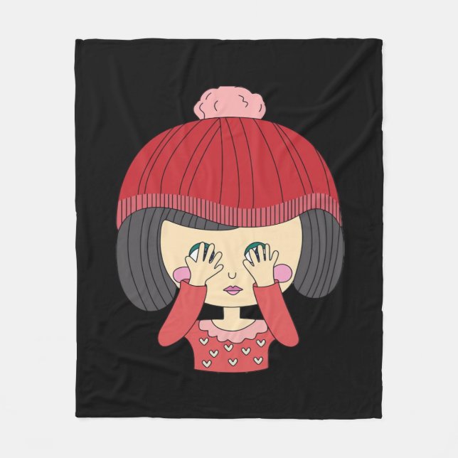 Peekaboo Girl Sloth Design Fleecedecke (Vorderseite)