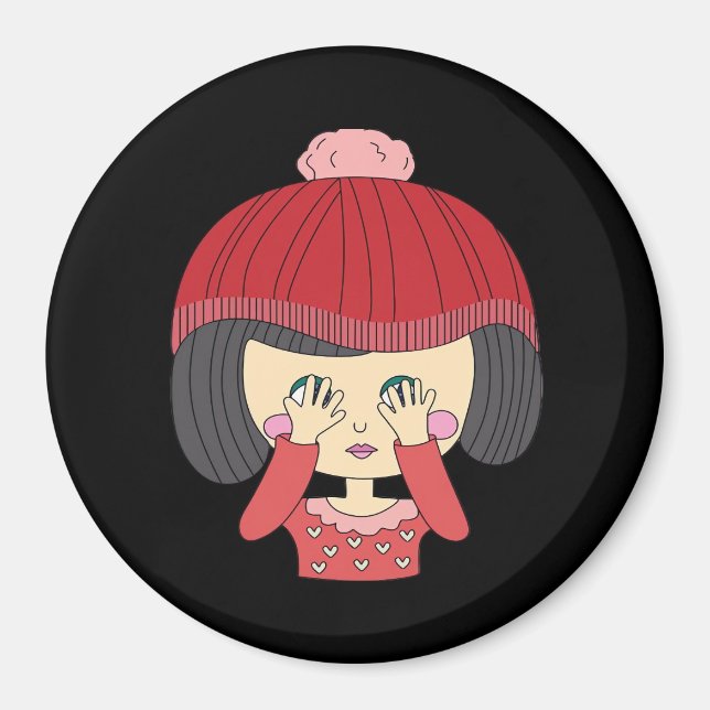 Peekaboo Girl Sloth Design Magnet (Vorne)