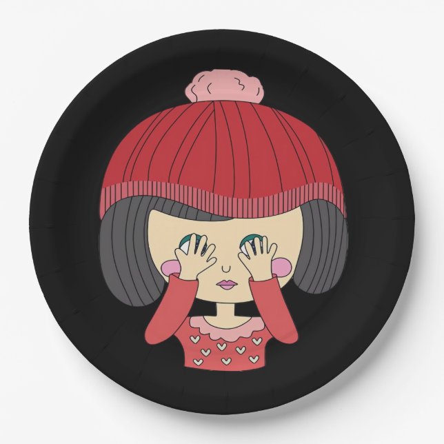 Peekaboo Girl Sloth Design Pappteller (Vorderseite)