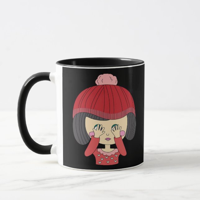 Peekaboo Girl Sloth Design Tasse (Links)