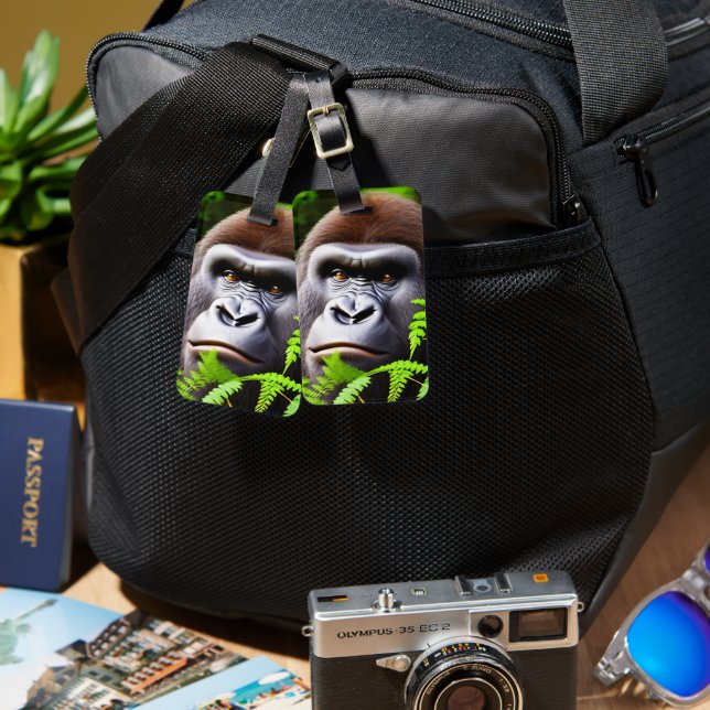 Peekaboo Gorilla, Gepäckmarken Gepäckanhänger (Vorderseite & Rückseite)