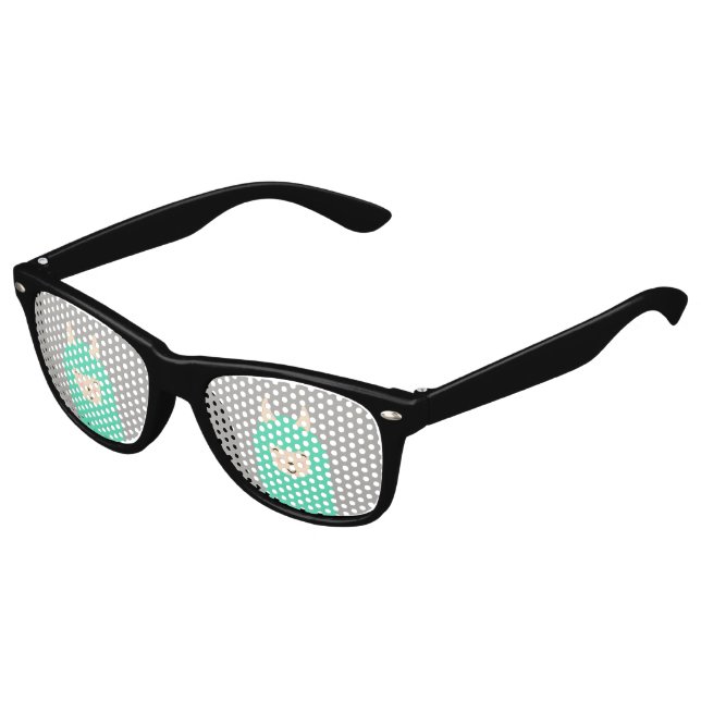Peekaboo Happy Llama Emoji Sonnenbrille (Schrägansicht)