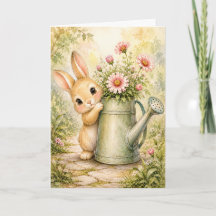 Peekaboo-Häschen bewässert Blumen Wasserfarben lee