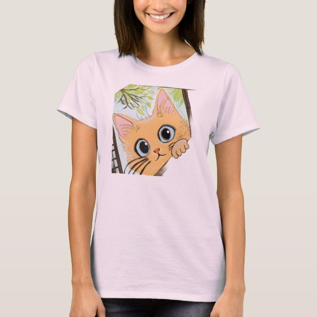 Peekaboo Kitten - Niedliches Katzen-Design für Kle T-Shirt (Vorderseite)