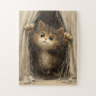 Peekaboo Kitten - Puzzle de rideau cosy