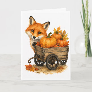 Peekaboo Kürbisfeld Fuchs Herbst Aquarell Blanko Karte