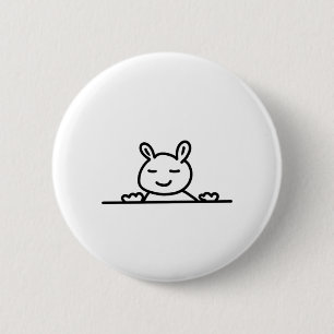 Peekaboo Rabbit Cartoon Sketch Classic Button