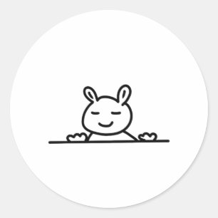 Peekaboo Rabbit Cartoon Sketch Classic Runder Aufkleber
