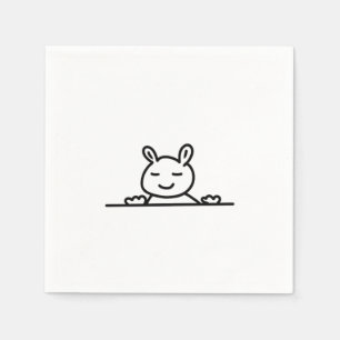 Peekaboo Rabbit Cartoon Sketch Classic Serviette