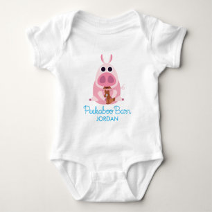 Peekaboo-Scheune Ostern misstrauisch das Schwein Baby Strampler