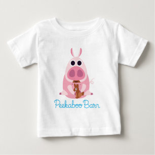 Peekaboo-Scheune Ostern misstrauisch das Schwein Baby T-shirt