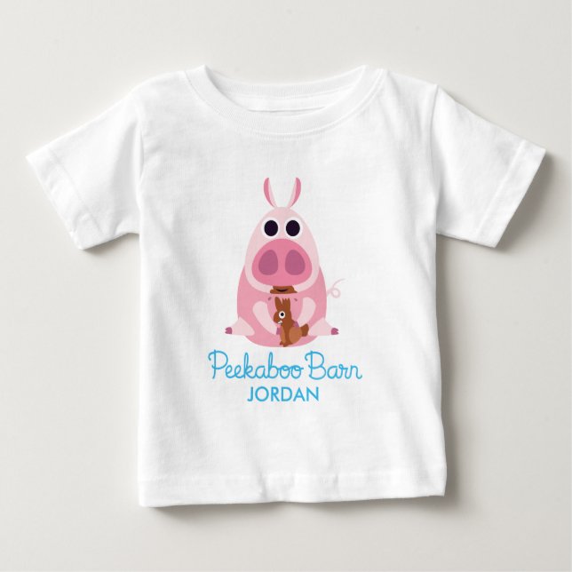 Peekaboo-Scheune Ostern | misstrauisch das Schwein Baby T-shirt (Vorderseite)