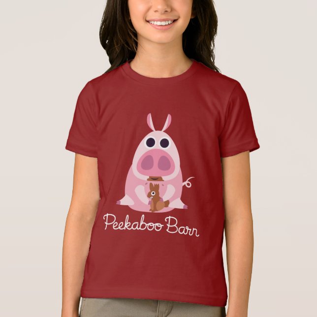 Peekaboo-Scheune Ostern | misstrauisch das Schwein T-Shirt (Vorderseite)