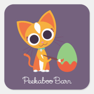 Peekaboo-Scheune Ostern Purrl die Katze Quadratischer Aufkleber