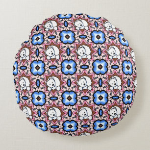 Peekaboo Westie Floral Rundes Kissen