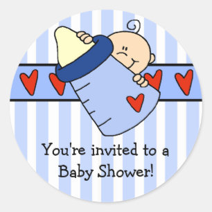 Peeking Baby Boy & Bottle Baby Shockaufkleber Runder Aufkleber